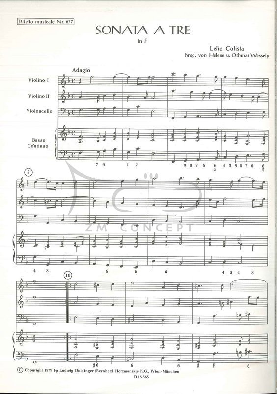 Diletto Musicale Colista Lelio: Sonata a tre in F per due Violini, Violoncello e Basso continuo (Helene u. Omar Wessely), D.15565