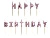 Świeczki urodzinowe Happy Birthday, 2.5 cm, różowe złoto (1 karton / 24 op.) (1 op. / 13 szt.)