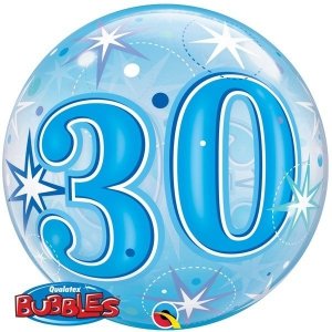 BLUE STARBURST SPARKLE 30 22 SINGLE BUBBLE YRV