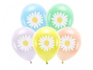 Balony Eco 30 cm, Stokrotki, mix (1 op. / 5 szt.)