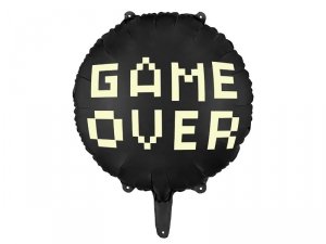 Balon foliowy Game over, 45 cm, czarny (1 karton / 50 szt.)