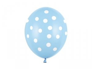 Balony 30cm, Kropki, Pastel Baby Blue (1 op. / 6 szt.)