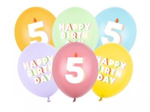 Balony 30 cm, 5, mix (1 op. / 6 szt.)