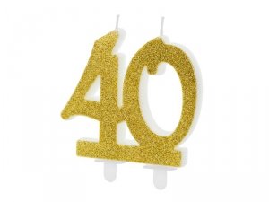 Świeczka urodzinowa liczba 40, złoty 7.5cm