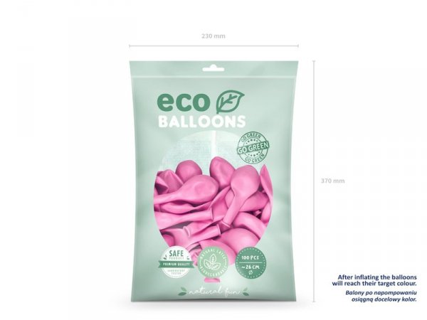 Balony Eco 26cm metalizowane, różowy (1 op. / 100 szt.)