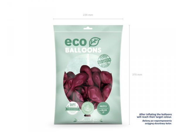 Balony Eco 26cm pastelowe, bordo (1 op. / 100 szt.)