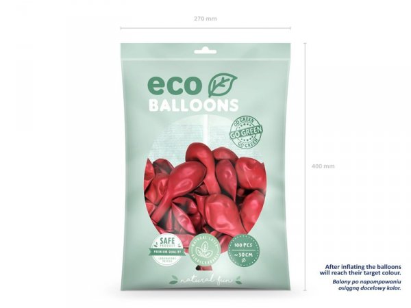 Balony Eco 30cm metalizowane, jasny czerwony (1 op. / 100 szt.)