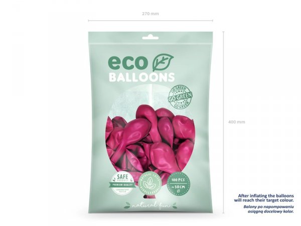 Balony Eco 30cm metalizowane, fuksja (1 op. / 100 szt.)