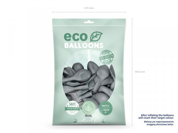 Balony Eco 30cm pastelowe, szary (1 op. / 100 szt.)