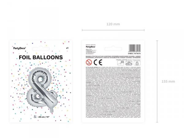 Balon foliowy &, 35cm, srebrny