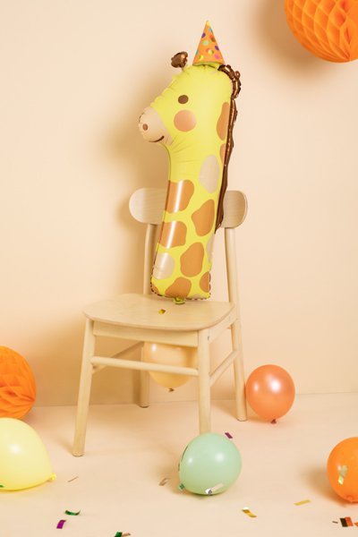 Balon foliowy Cyfra 1 - Żyrafa,  42x90 cm, mix
