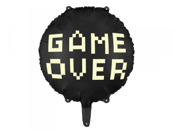 Balon foliowy Game over, 45 cm, czarny (1 karton / 50 szt.)
