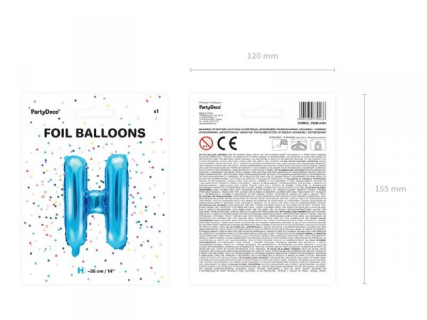 Balon foliowy Litera ''H'', 35cm, niebieski