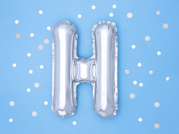 Balon foliowy Litera ''H'', 35cm, srebrny
