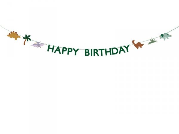 Baner Happy Birthday Dino, 3 m, mix (1 karton / 50 szt.)