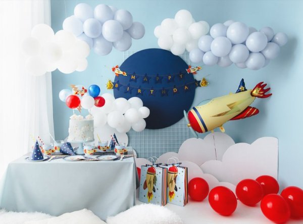 Balonowy topper na tort Samolot, mix, 29 cm