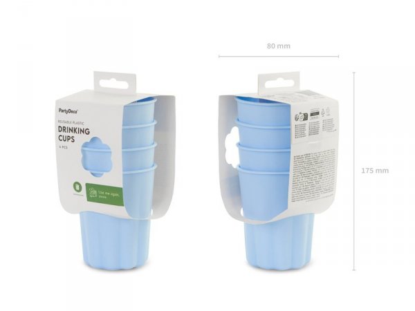 Kubeczki plastikowe Falbanka, 220 ml, błękitny (1 op. / 4 szt.)