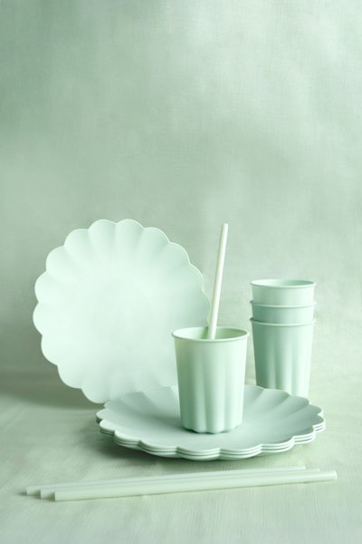 Kubeczki plastikowe Falbanka, 220 ml, szałwiowy (1 karton / 24 op.) (1 op. / 4 szt.)