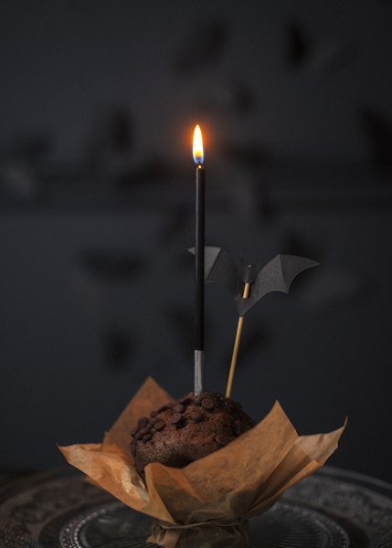 Dekoracje do muffinek Nietoperze, czarny, 3.6-4.7cm (1 op. / 6 szt.)