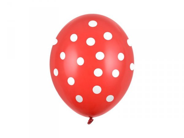 Balony 30cm, Kropki, Pastel Poppy Red (1 op. / 6 szt.)