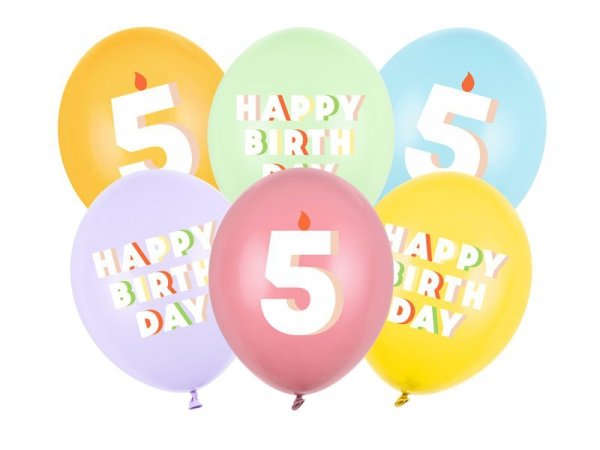Balony 30 cm, 5, mix (1 op. / 6 szt.)