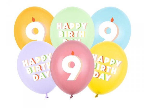 Balony 30 cm, 9, mix (1 op. / 6 szt.)