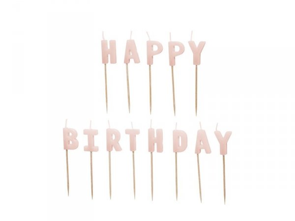 Świeczki urodzinowe Happy Birthday, 2,5 cm, różowy (1 karton / 24 op.) (1 op. / 13 szt.)