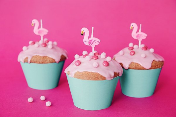 Świeczki urodzinowe Flamingi,  3cm (1 op. / 5 szt.)