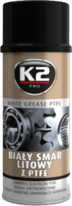 K2 WHITE GREASE Biały smar litowy z teflonem (PTFE) w sprayu 400ml