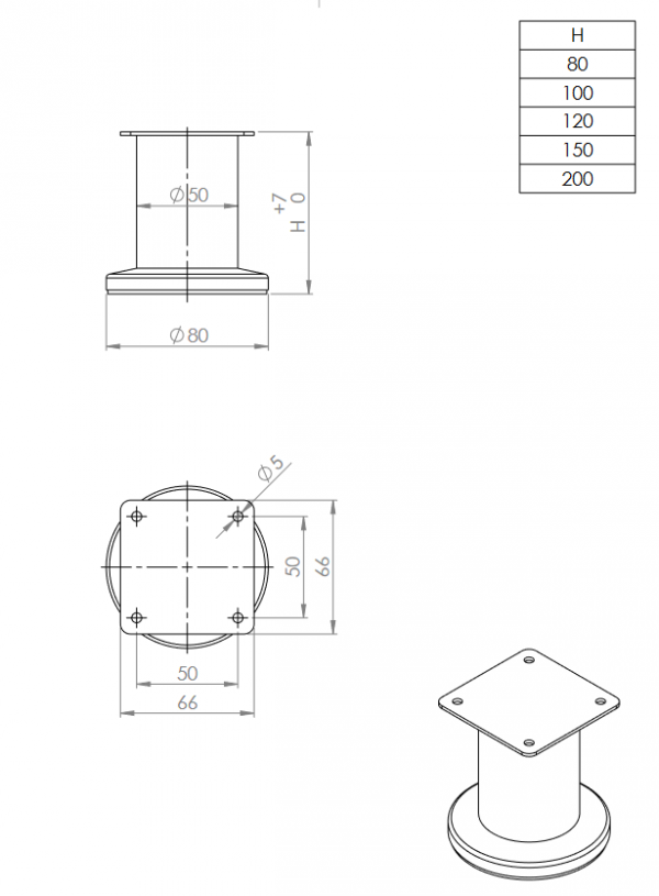 Nóżka meblowa S13 120mm Złoty szczotkowany