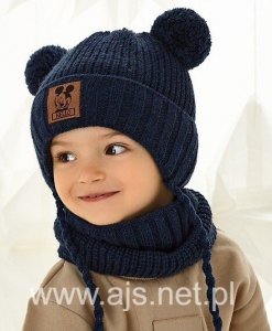 Komplet AJS 48-380 Czapka+golf chłopięcy