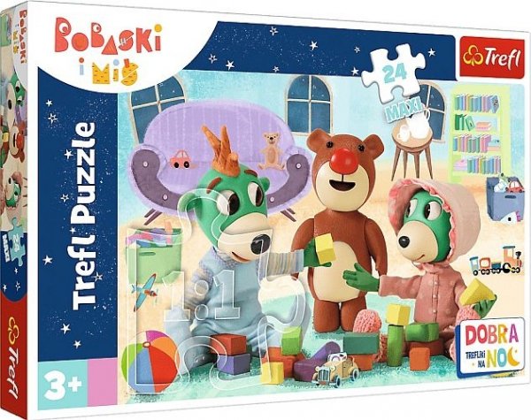 Bobaski i miś. Zabawy Treflików przed snem. Puzzle 24 maxi
