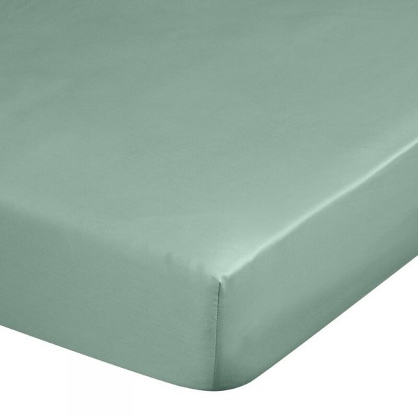 Prześcieradło gładkie z gumką 220x200 cm z satyny bawełnianej kolor miętowy 125 g/m2 NOVA 3