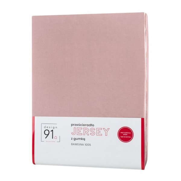Prześcieradło jersey z gumką 220x200 cm z bawełny kolor pudrowy róż 125 g/m2 Design 91 