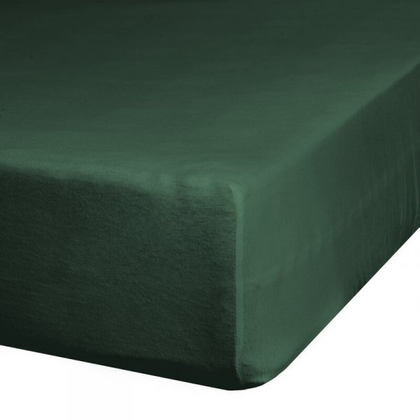 Prześcieradło jersey z gumką 180x200 cm z bawełny kolor ciemny zielony 125 g/m2 Design 91 