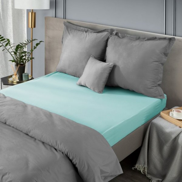 Prześcieradło jersey z gumką 120x200 cm z bawełny kolor miętowy 125 g/m2 Design 91