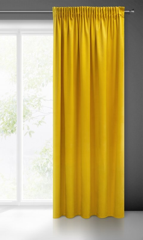 PIERRE CARDIN zasłona SIBEL z miękkiego i delikatnego welwetu, 140x270cm musztardowa 