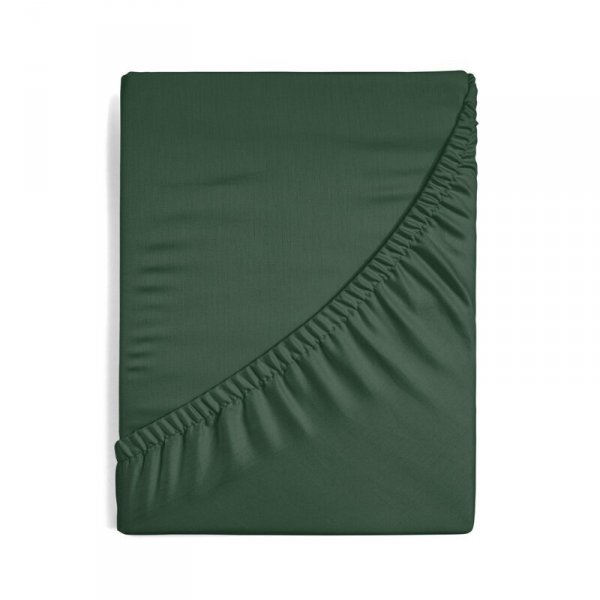 Prześcieradło gładkie z gumką 100x200 cm z satyny bawełnianej kolor ciemny zielony 125 g/m2 NOVA 3