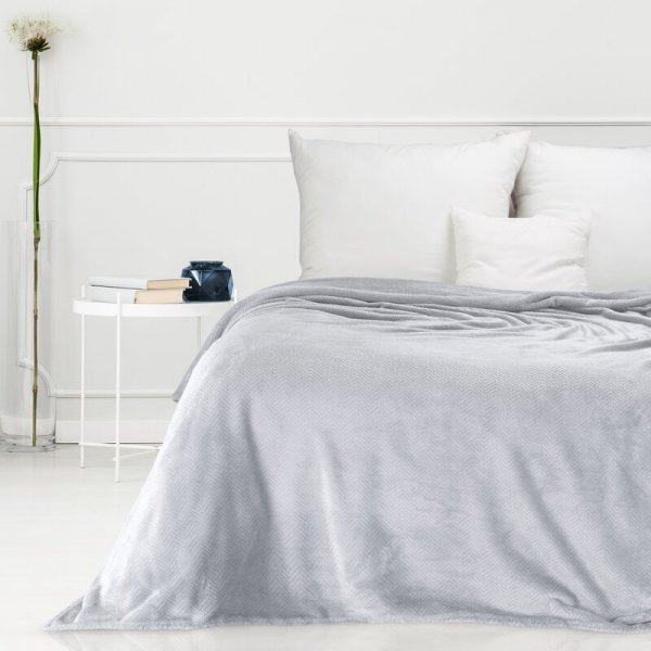 Koc z efektem 3D z wytłaczanym wzorem jodełki D91 Cindy5 170x210 cm Srebrny