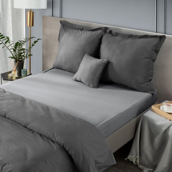 Prześcieradło jersey z gumką 140x200 cm z bawełny kolor stalowy 125 g/m2 Design 91 