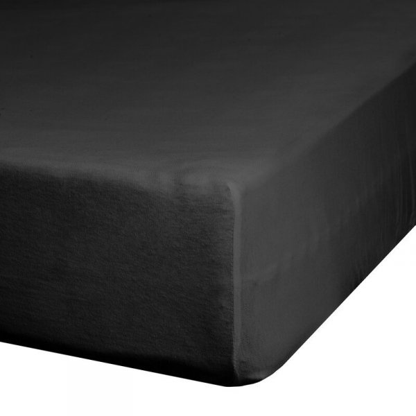 Prześcieradło gładkie z gumką 140x200 cm z satyny bawełnianej kolor czarny 125 g/m2 NOVA 3 