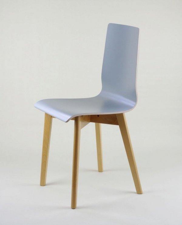 LUKA W - krzesło laminowane szare, bukowa rama