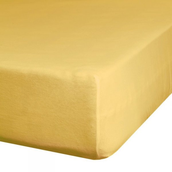 Prześcieradło gładkie z gumką 140x200 cm z satyny bawełnianej kolor musztardowy 125 g/m2 NOVA 3 