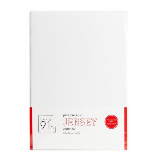 Prześcieradło jersey z gumką 120x200 cm z bawełny kolor biały 125 g/m2 Design 91