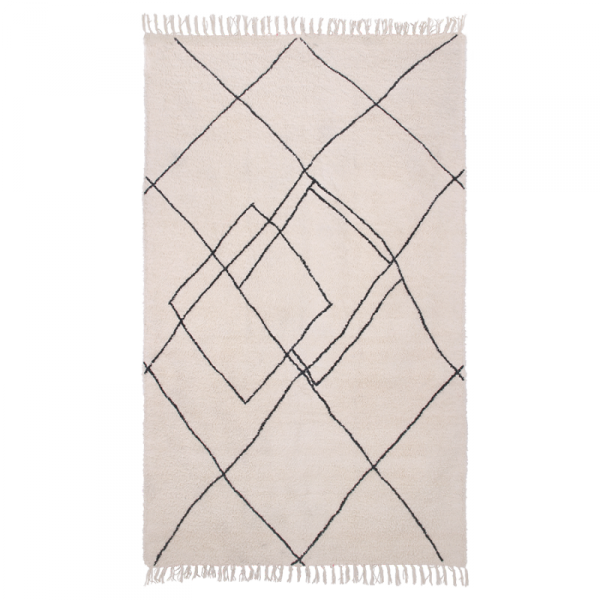 Ręcznie tkany dywan zigzag biało-czarny (150x240)