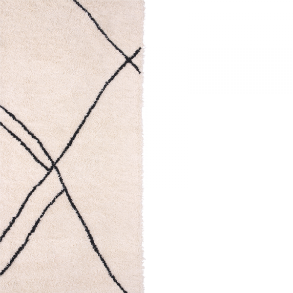 Ręcznie tkany dywan zigzag biało-czarny (150x240)