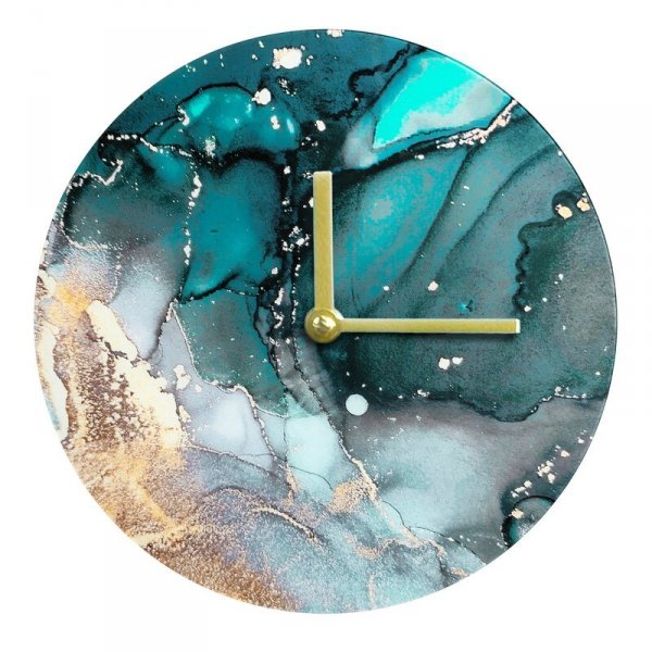 Dekoracyjny zegar ścienny w stylu nowoczesnym ze szkła i metalu 60cm
