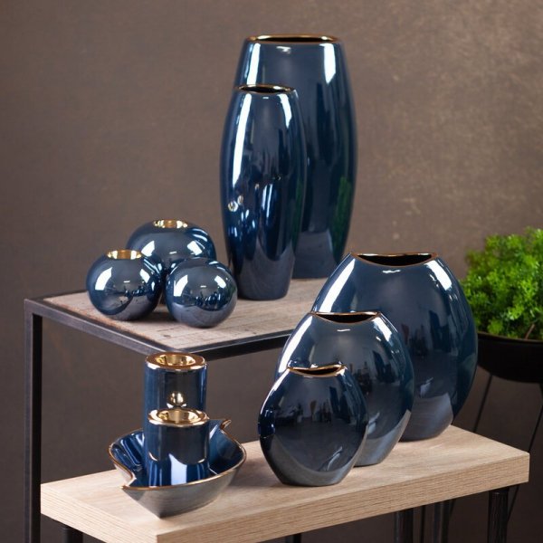 WAZON DEKORACYJNY AMORA1 (3) 14 X 7 X 16 CM GRANATOWY