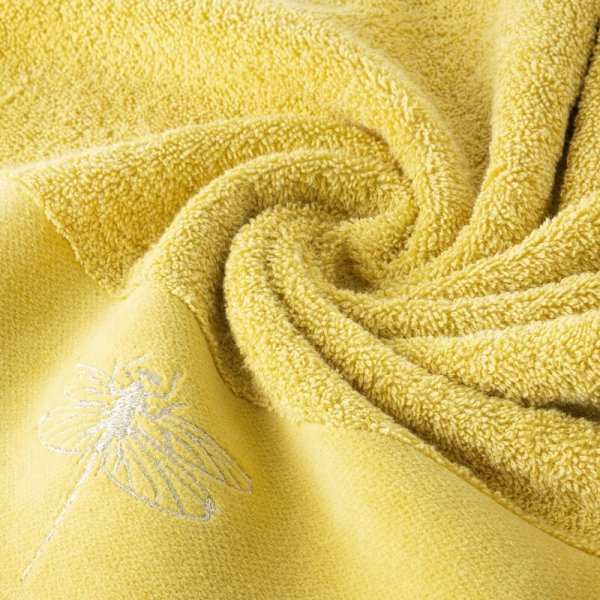 Ręcznik LORI WAŻKA - 70x140 musztardowy ze srebrnym zdobieniem - PREMIUM