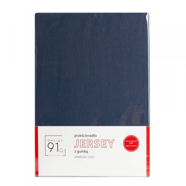 Prześcieradło jersey z gumką 140x200 cm z bawełny kolor granatowy 125 g/m2 Design 91 